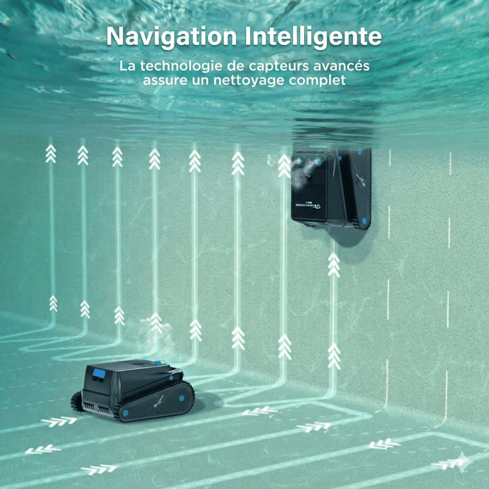 Robot Nettoyeur Piscine Fond Parois et Ligne d'Eau -
