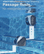Robot Piscine Électrique Connecté Fond et Parois - Blanc