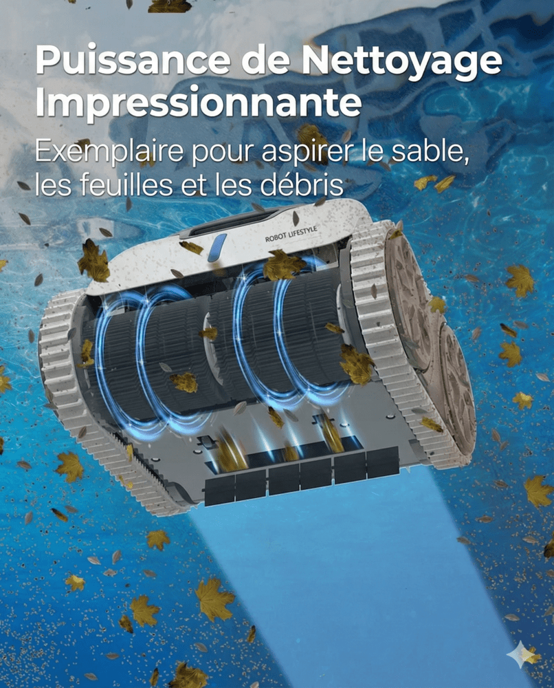 Robot Piscine Électrique Connecté Fond et Parois - Blanc