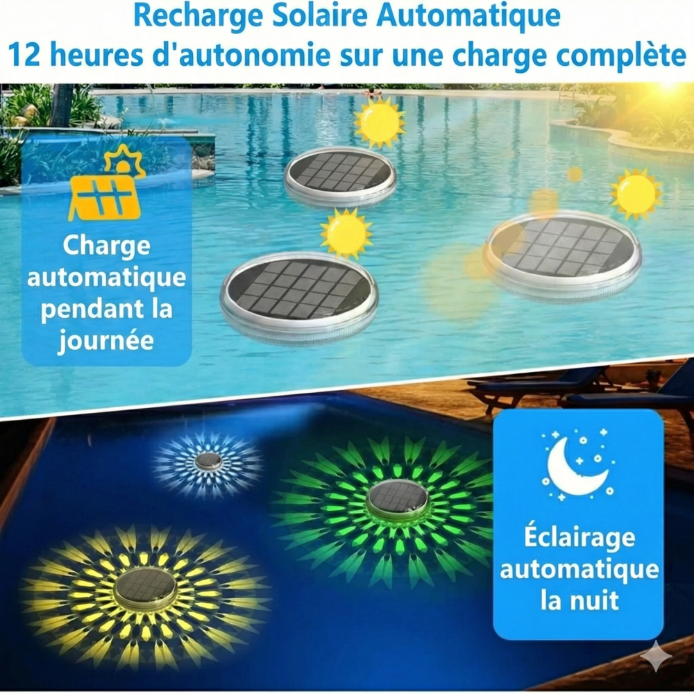 Spot LED Solaire Flotant Piscine -