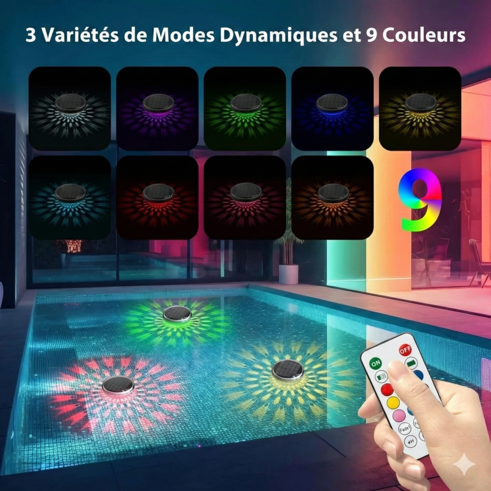 Spot LED Solaire Flotant Piscine -