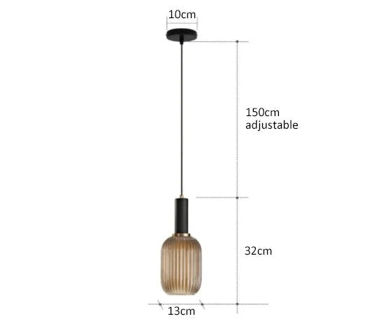 Suspension 3 Lampes Verre Ambré et Laiton - Ambre B 13cm