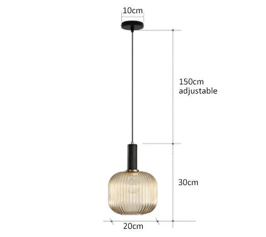 Suspension 3 Lampes Verre Ambré et Laiton - Ambre B 20cm