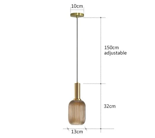 Suspension 3 Lampes Verre Ambré et Laiton - Ambre G 13cm