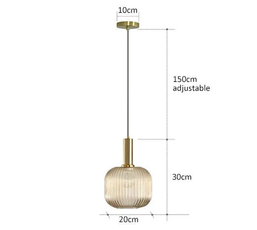 Suspension 3 Lampes Verre Ambré et Laiton - Ambre G 20cm