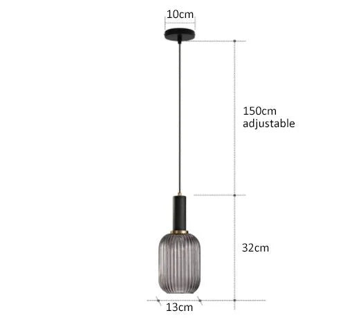 Suspension 3 Lampes Verre Ambré et Laiton - Gris B 13cm