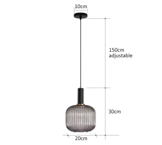 Suspension 3 Lampes Verre Ambré et Laiton - Gris B 20cm