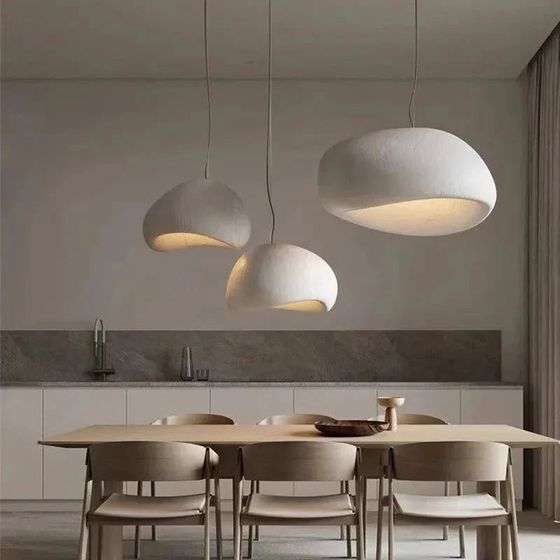 Suspension Design Organique Forme Galet - A Blanc