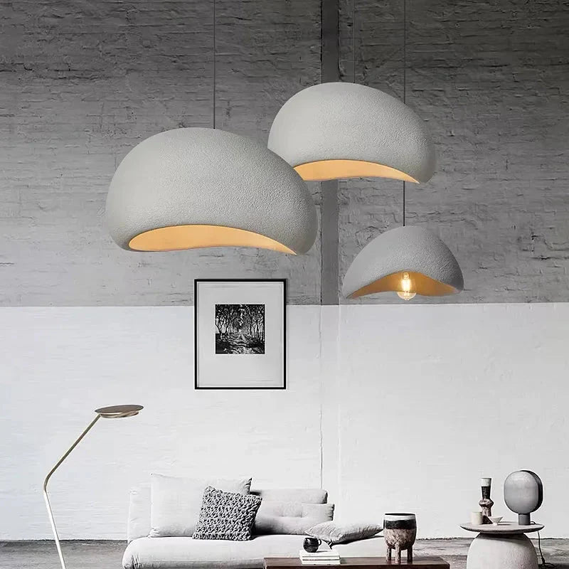 Suspension Design Organique Forme Galet - A Blanc