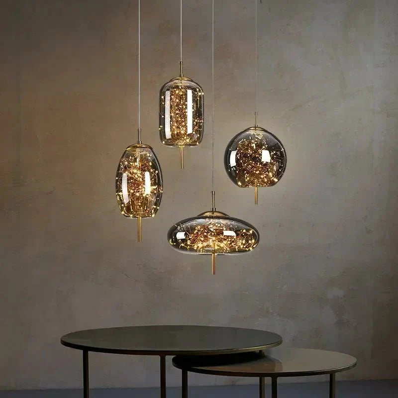Suspension LED Boule de Cristal Ciel Étoilé Design - A
