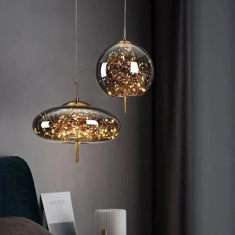 Suspension LED Boule de Cristal Ciel Étoilé Design - A