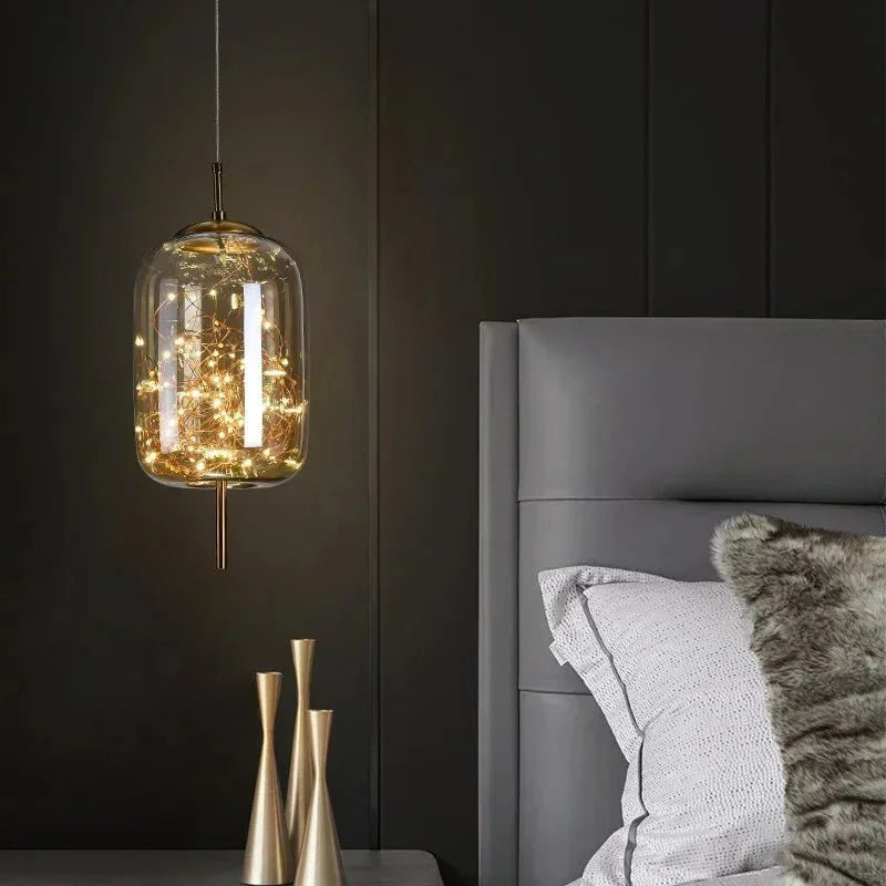 Suspension LED Boule de Cristal Ciel Étoilé Design - B