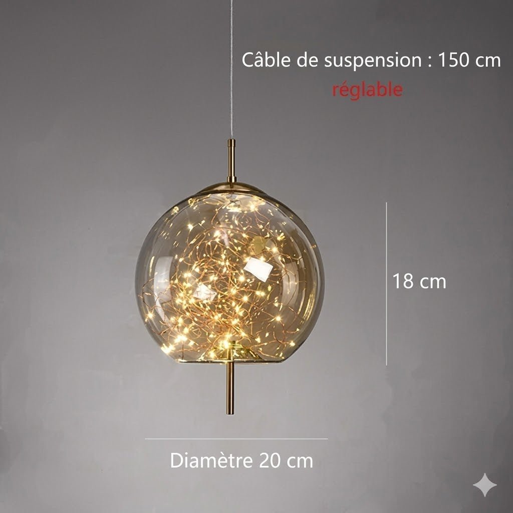 Suspension LED Boule de Cristal Ciel Étoilé Design - D