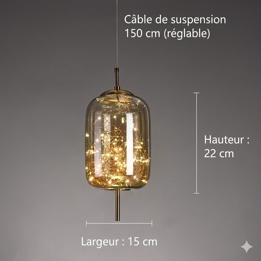 Suspension LED Boule de Cristal Ciel Étoilé Design - F