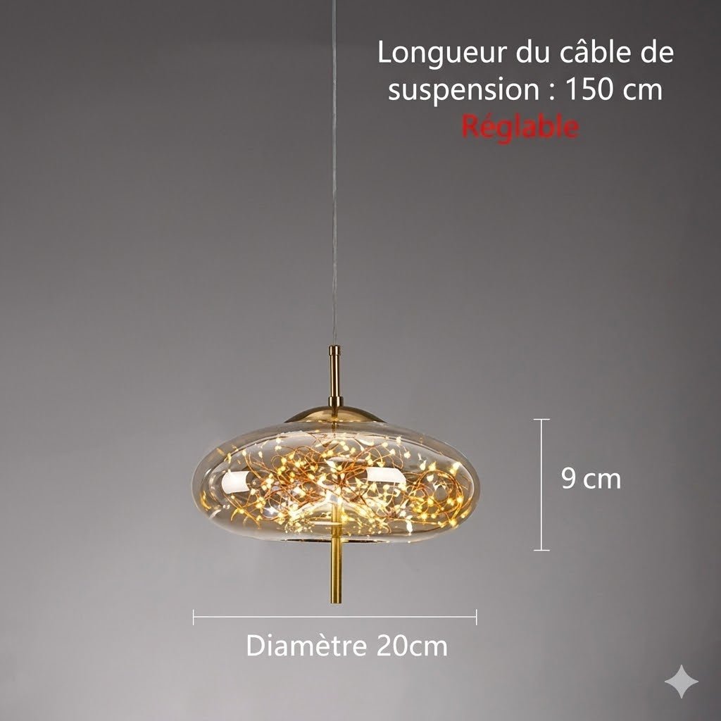 Suspension LED Boule de Cristal Ciel Étoilé Design - F