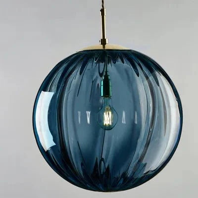 Suspension LED Boule en Verre Coloré - Bleu