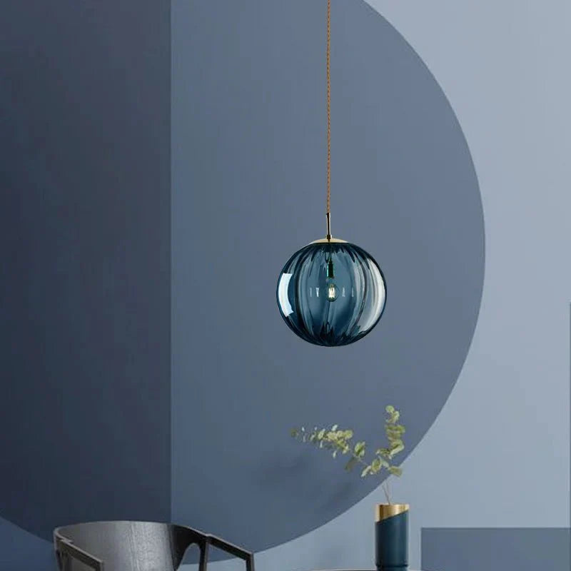 Suspension LED Boule en Verre Coloré - Gris