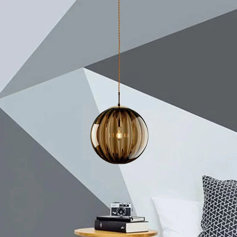 Suspension LED Boule en Verre Coloré - Gris