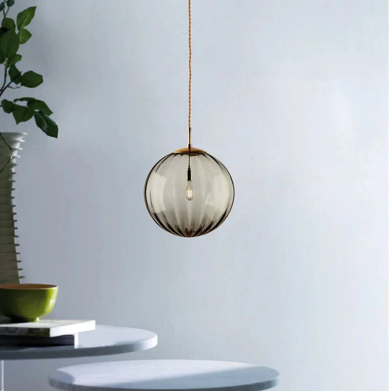 Suspension LED Boule en Verre Coloré - Gris