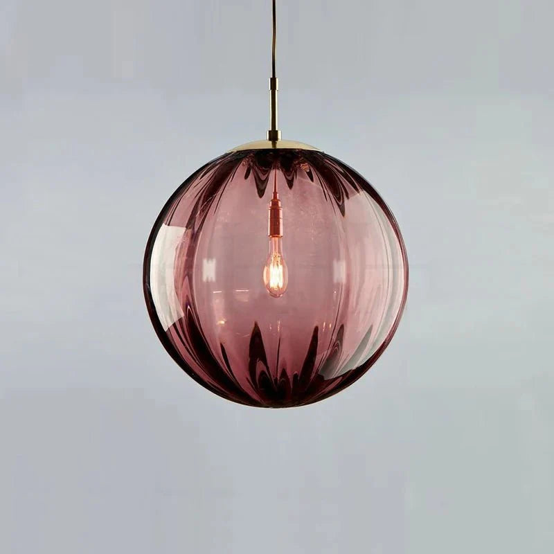Suspension LED Boule en Verre Coloré - Gris