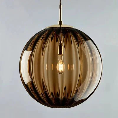 Suspension LED Boule en Verre Coloré - Marron