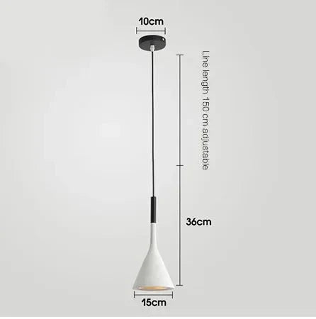 Suspension LED Cône Minimaliste en Métal - Blanc