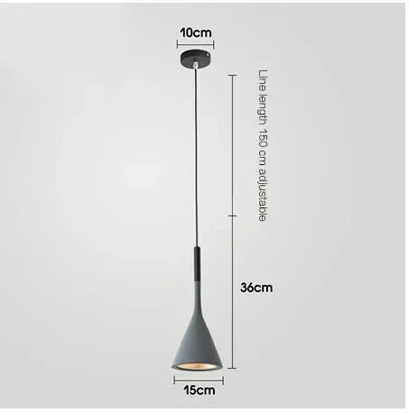Suspension LED Cône Minimaliste en Métal - Gris