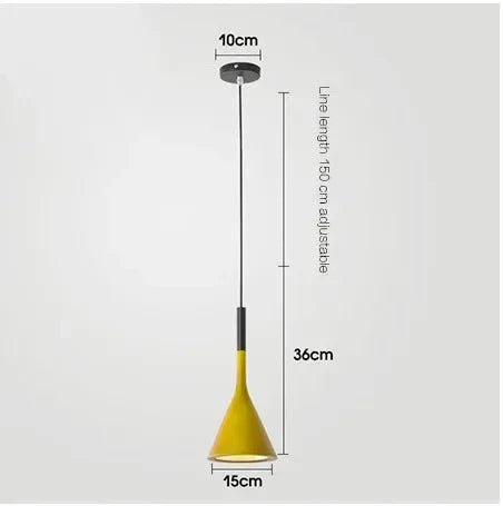 Suspension LED Cône Minimaliste en Métal - Jaune