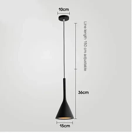 Suspension LED Cône Minimaliste en Métal - Noir