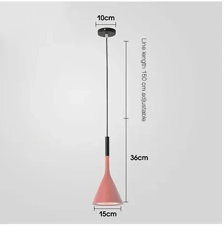 Suspension LED Cône Minimaliste en Métal - Rose