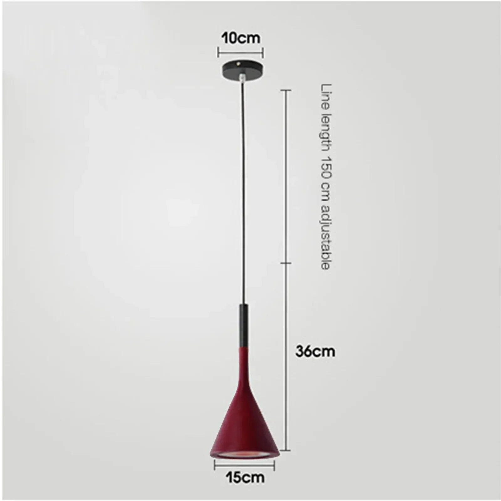Suspension LED Cône Minimaliste en Métal - Rouge