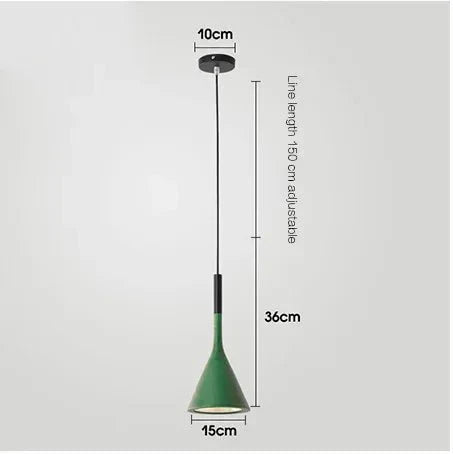Suspension LED Cône Minimaliste en Métal - Vert
