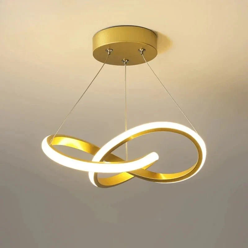 Suspension LED Design Moderne Forme Vague - Dorée