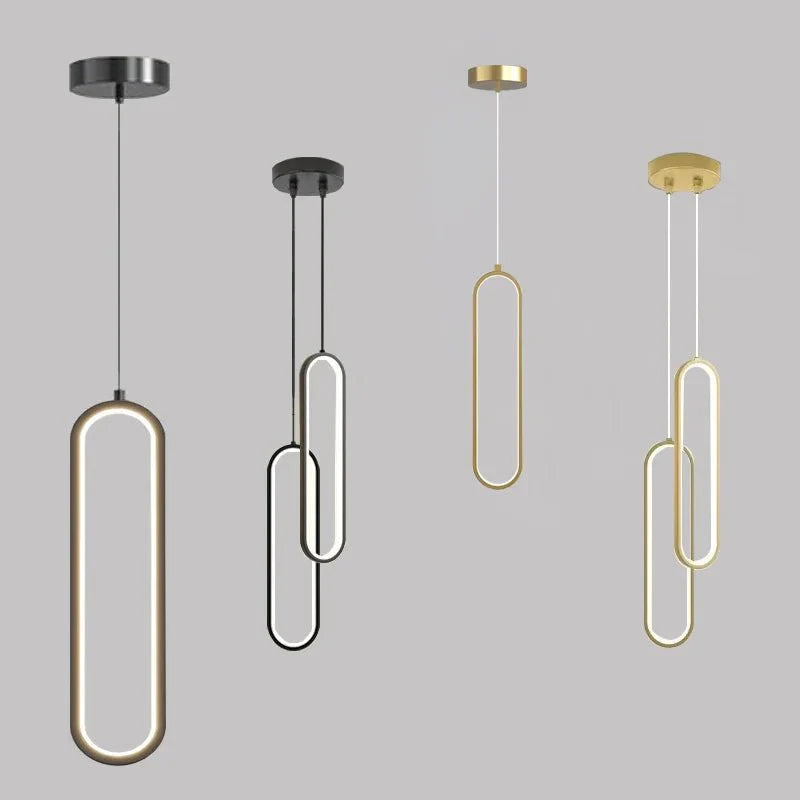 Suspension LED Minimaliste Ovale Noire Design - Noir 1 Tête