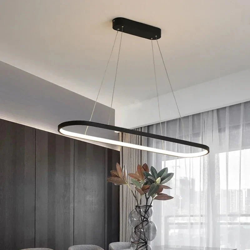 Suspension LED Moderne Ovale - Noir
