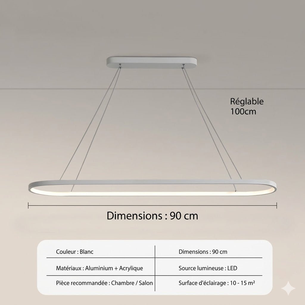 Suspension LED Moderne Ovale - Noir