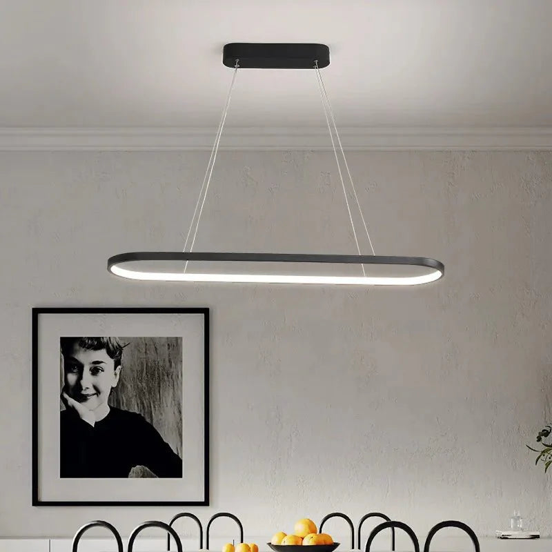 Suspension LED Moderne Ovale - Noir