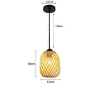 Suspension Luminaire Bohème en Bambou et Rotin Tressé - 15cm - H
