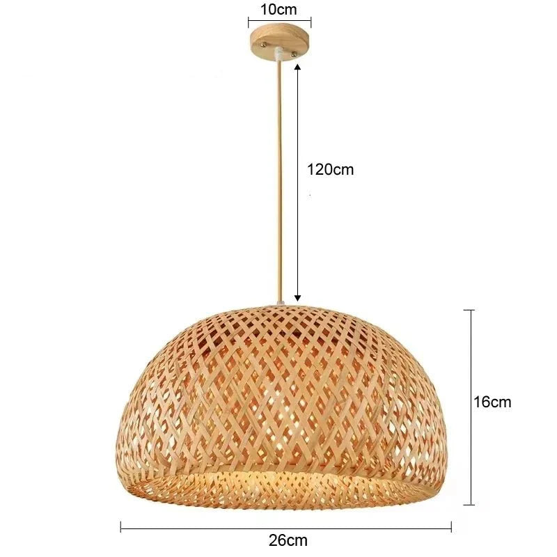 Suspension Luminaire Bohème en Bambou et Rotin Tressé - 26cm - M