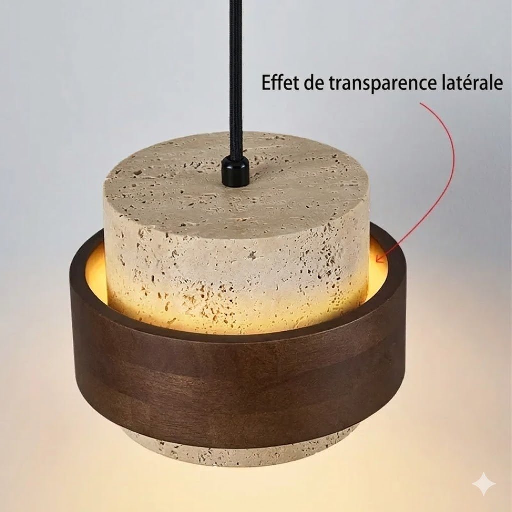 Suspension Luminaire Design Terrazzo et Bois -