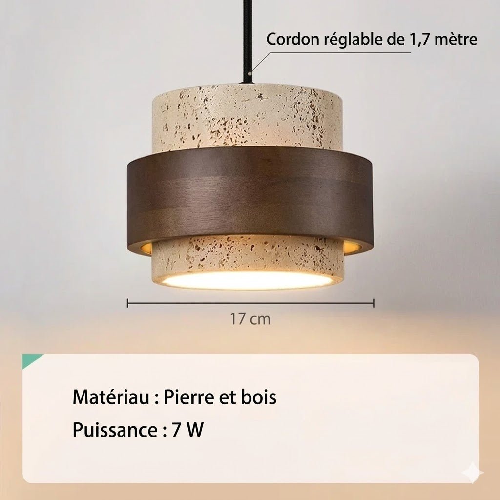 Suspension Luminaire Design Terrazzo et Bois -