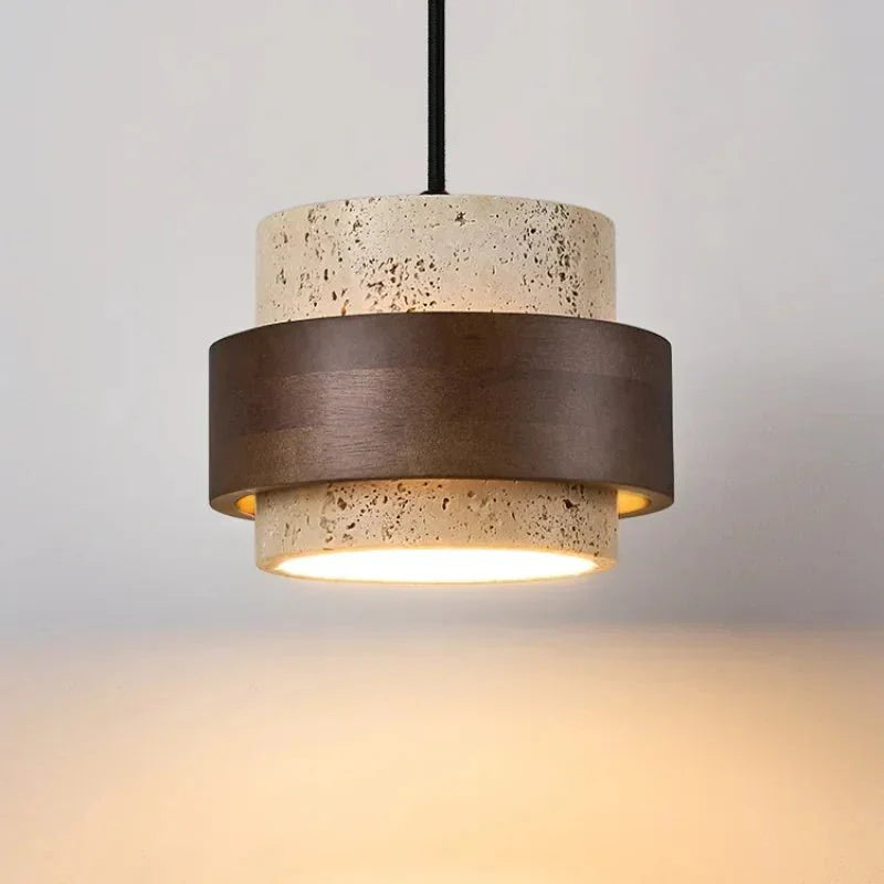 Suspension Luminaire Design Terrazzo et Bois -