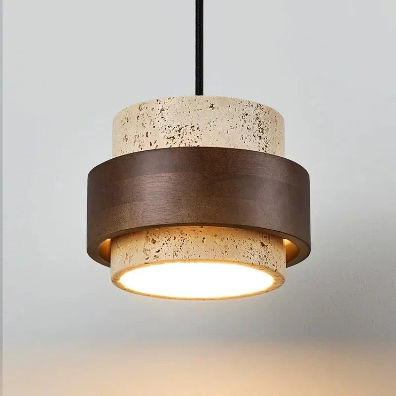 Suspension Luminaire Design Terrazzo et Bois -