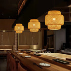 Suspension Luminaire en Bambou Tressé - A