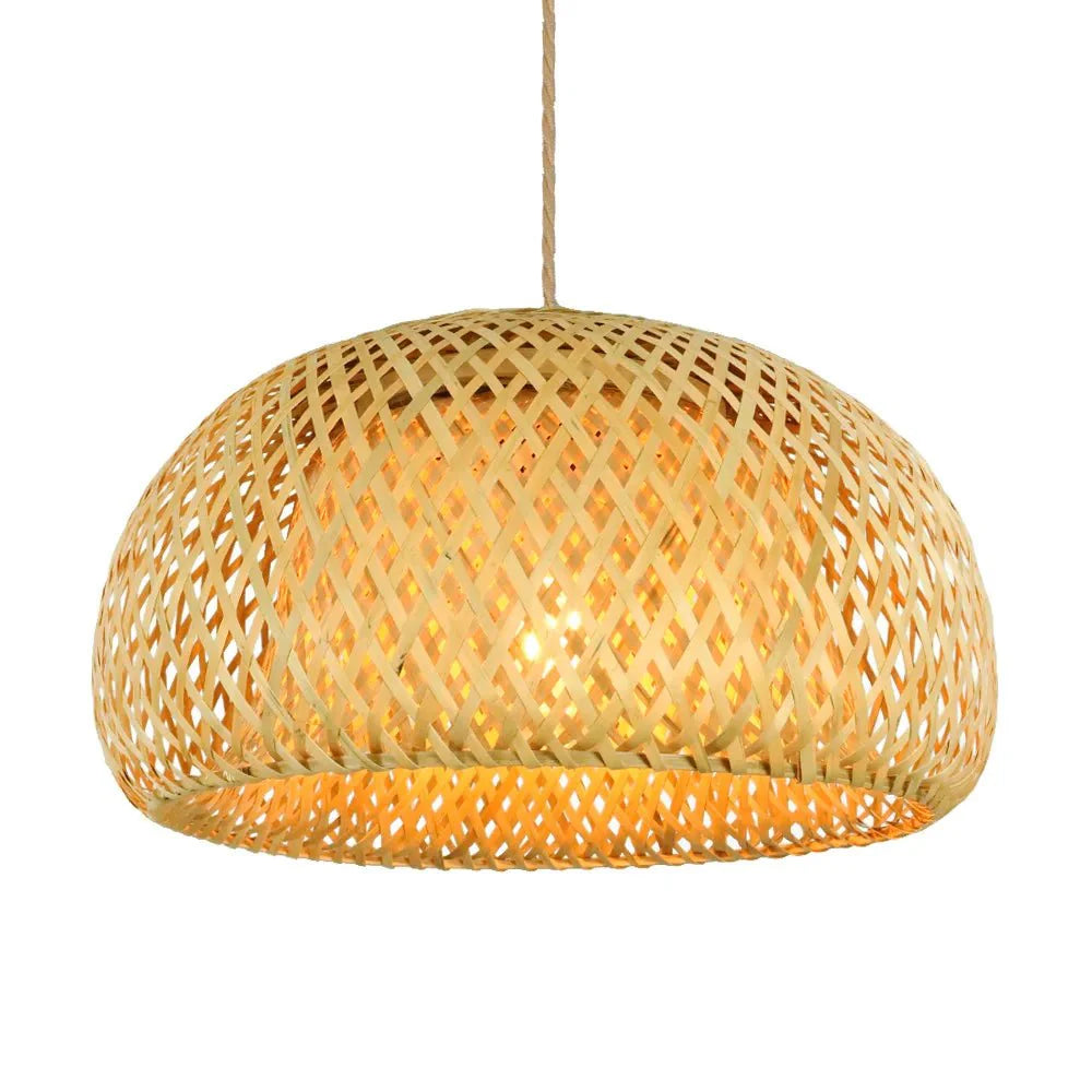 Suspension Luminaire en Bambou Tressé - A