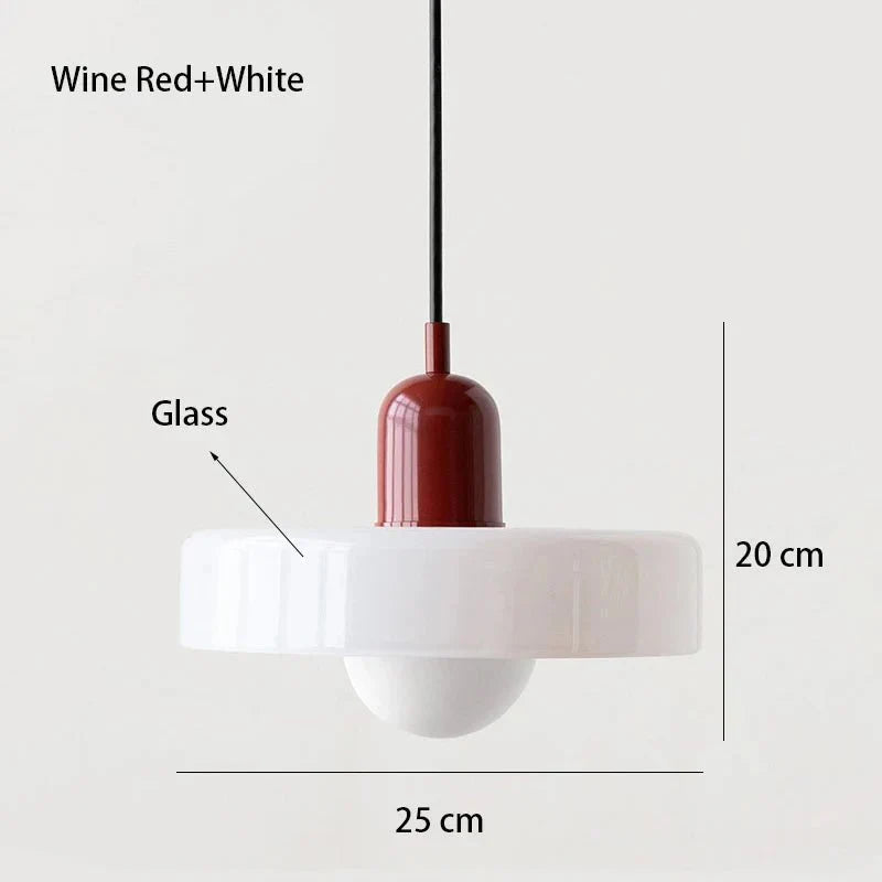 Suspension Luminaire en Verre Coloré Style Bauhaus - Blanc 1