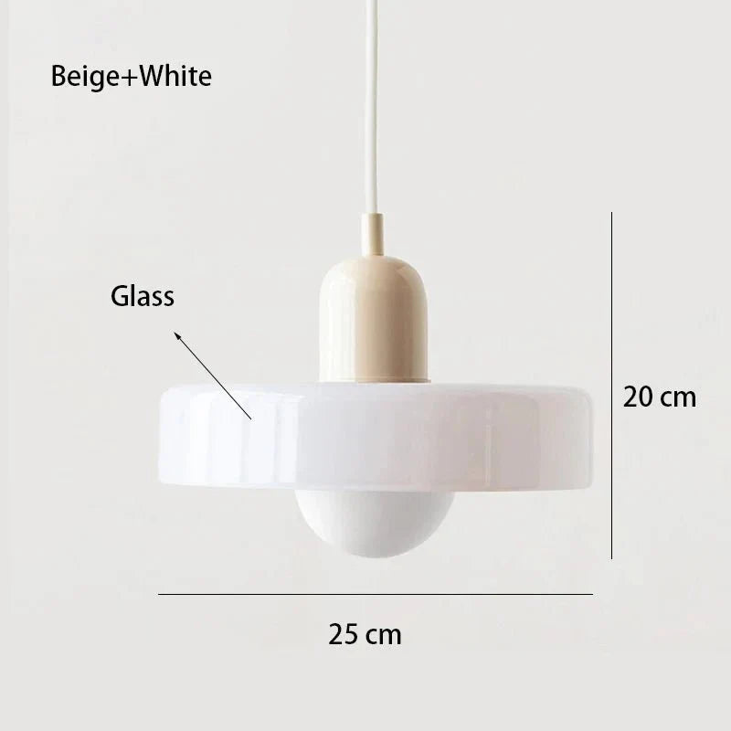 Suspension Luminaire en Verre Coloré Style Bauhaus - Blanc 2