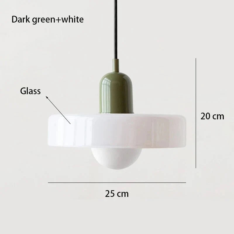 Suspension Luminaire en Verre Coloré Style Bauhaus - Blanc 3