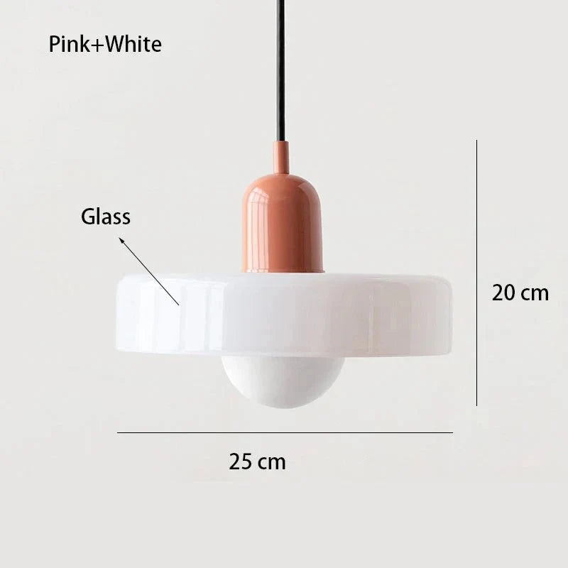 Suspension Luminaire en Verre Coloré Style Bauhaus - Blanc 4