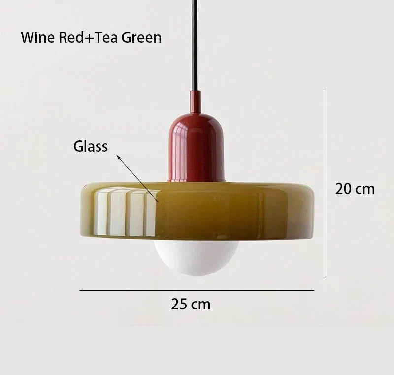 Suspension Luminaire en Verre Coloré Style Bauhaus - Marron 1